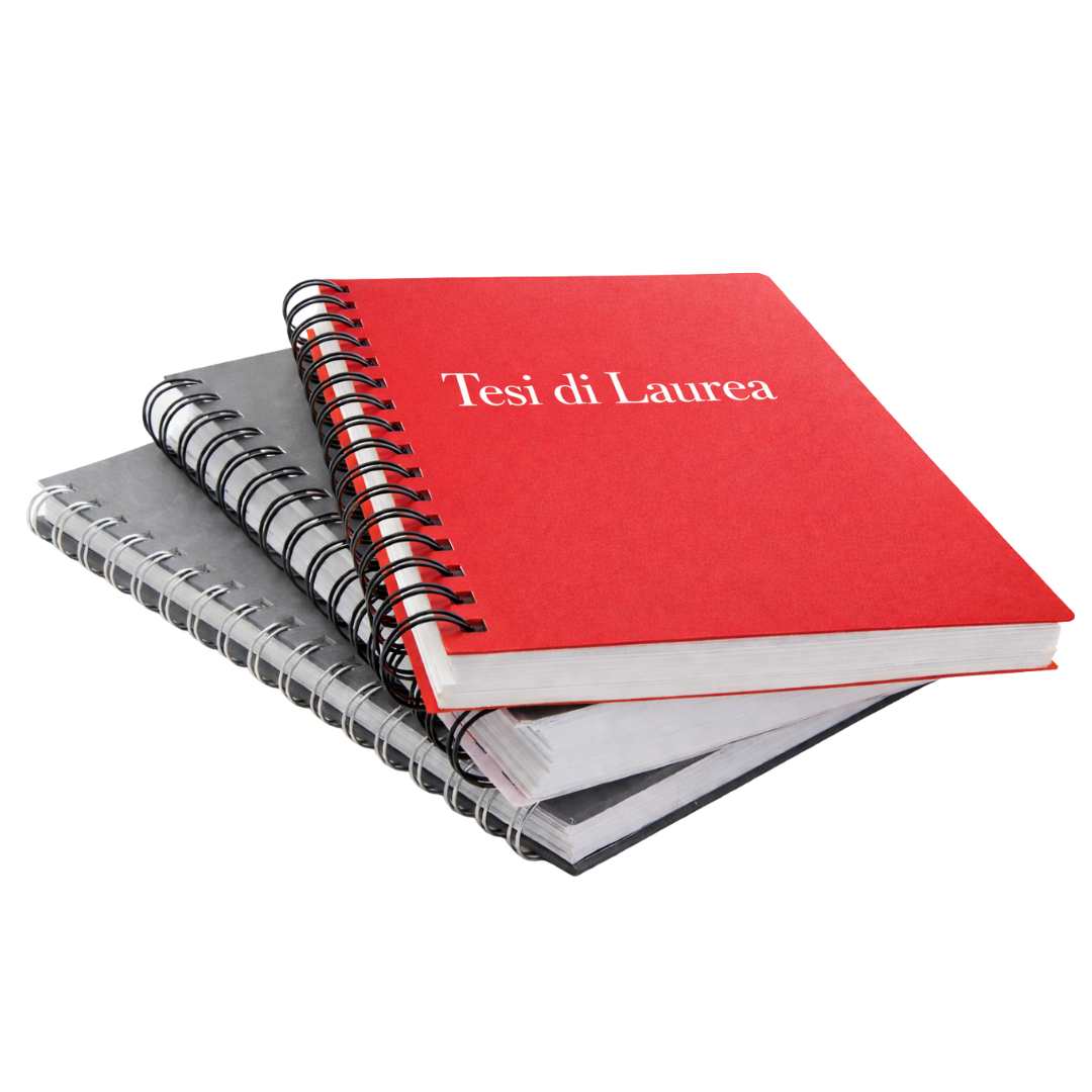 Rilegatura tesi a spirale copertina rossa personalizzata Roma fotocopie roma fotocopiatrice colori